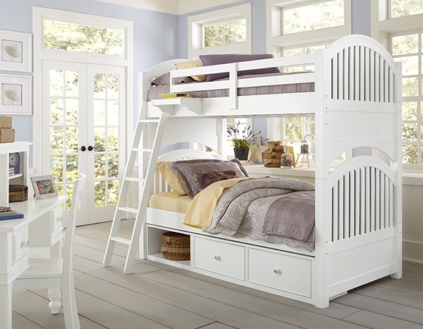 Lake House White Adrian Twin Twin Bunk with Underbed Storage